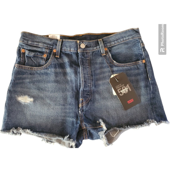 Levi's Premium 501 High Rise Distressed Button Fly Shorts Sz 32 NWT MSRP: $69 - Picture 1 of 5